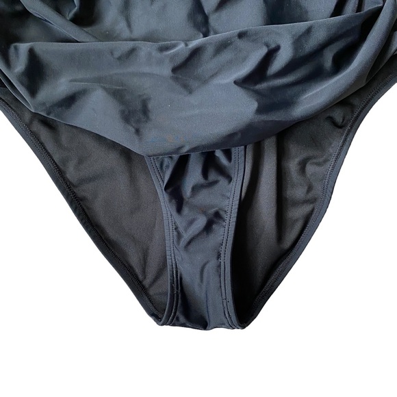 Cupshe large black high neck tummy control swimsuit bathing suit lace up back - Picture 8 of 16